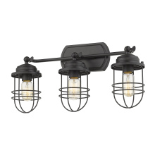 Golden 9808-BA3 BLK - Golden Lighting Seaport 3-light Vanity in Matte Black
